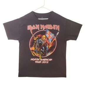 Iron Maiden North American Tour 2012 T-Shirt Men L Maiden England Black Band Tee